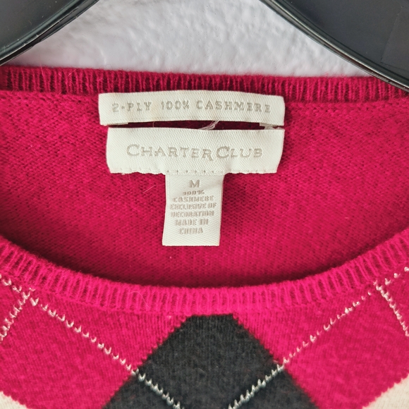 Charter Club Women's 2-ply 100% Cashmere Sweater - Red, Black, Cream Size M - Picture 2 of 4